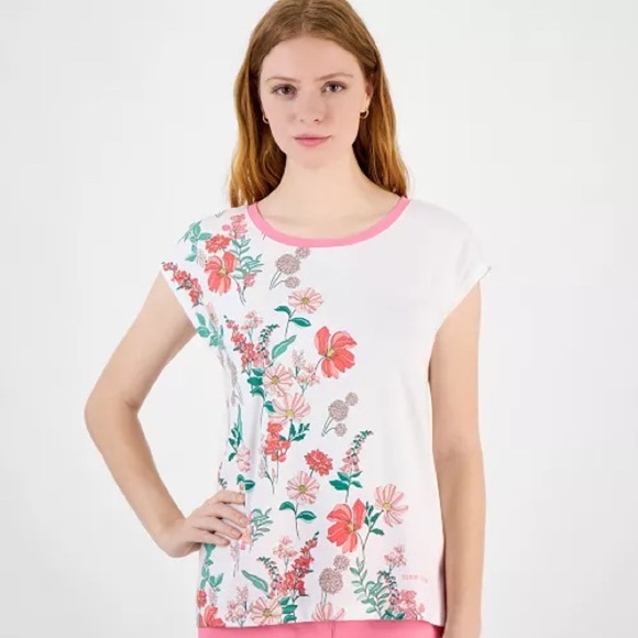 Tommy Hilfiger Graphic Tee Floral Summer Sleeveless Cotton Modal White Sz 3XL - Picture 3 of 9